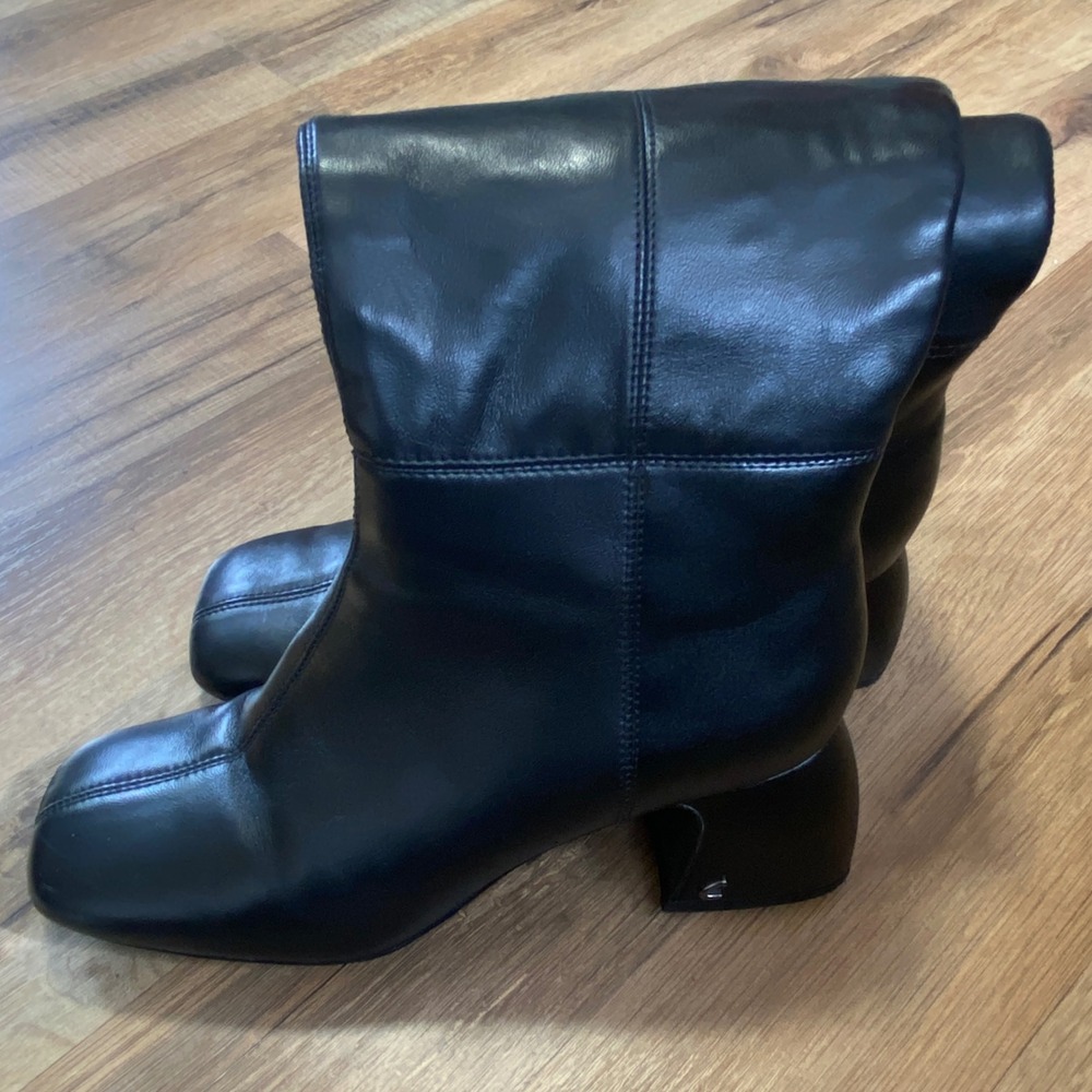 Circus by Sam Edelman Black‎ Leather Knee High Square Toe Block Boots Size 7.5 M